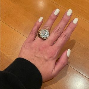 Betsy Johnson cocktail ring with leopard detail